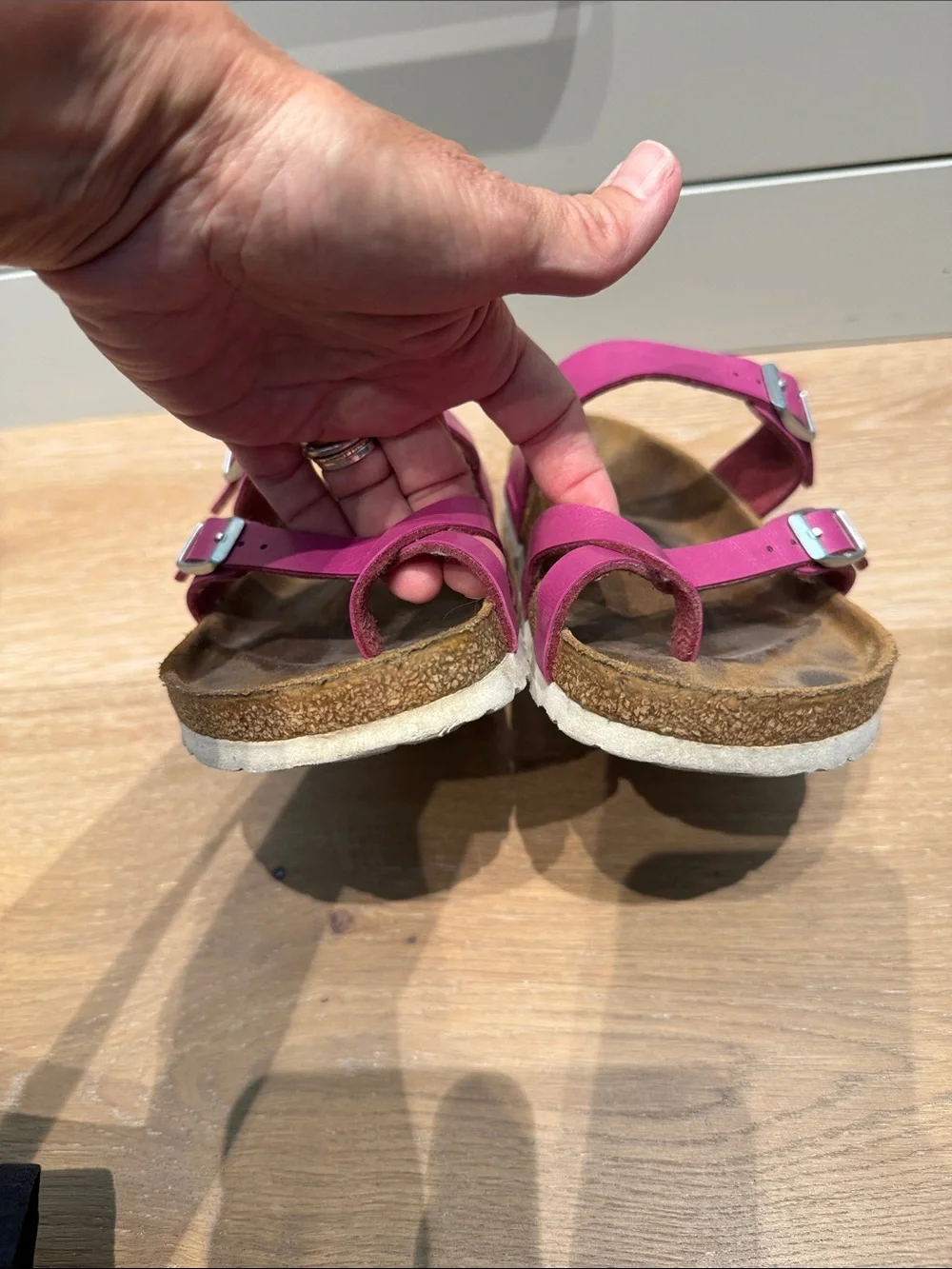Hot Pink white sole Birkenstock Mayari vegan leather Size 37